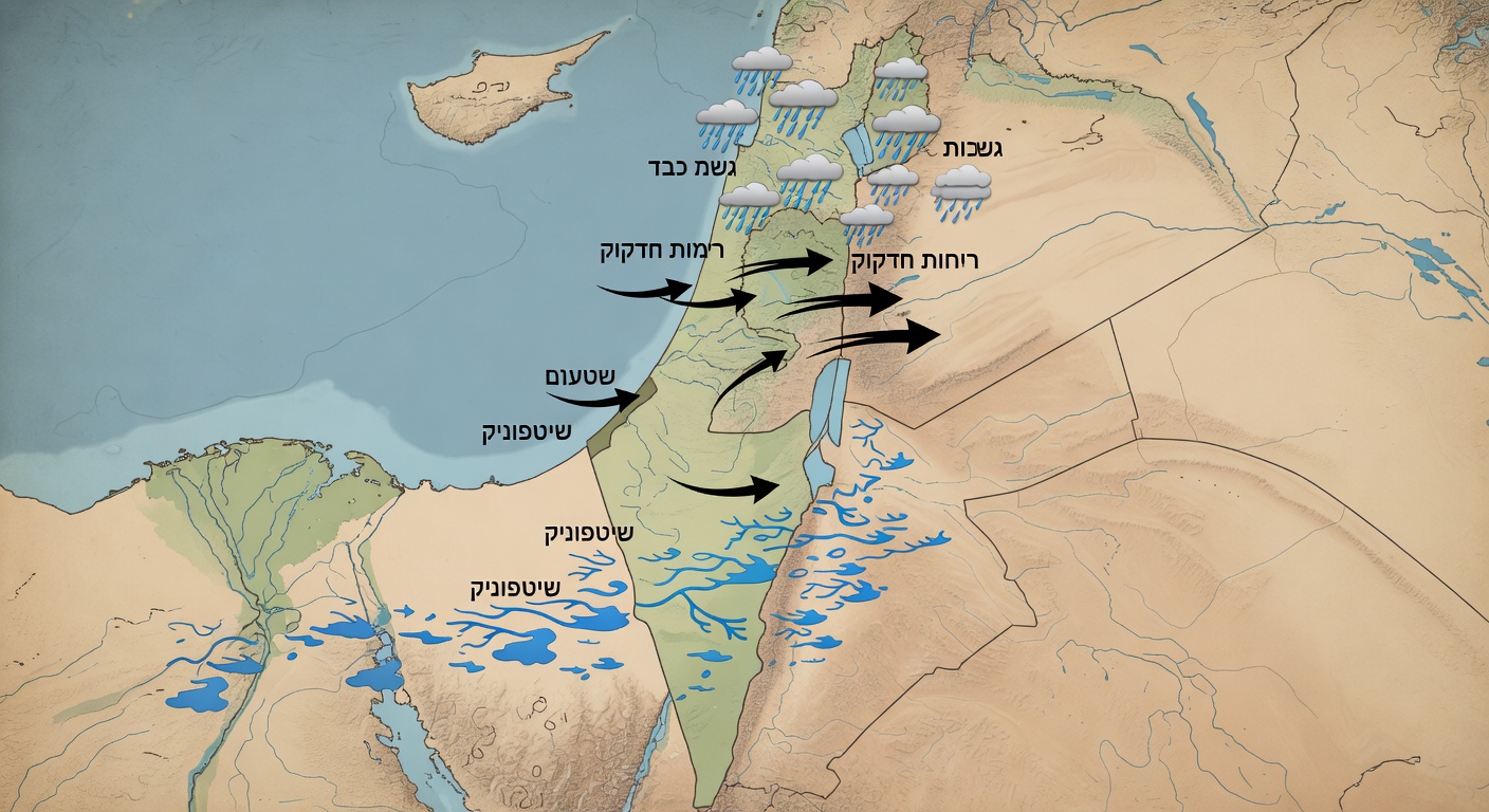 תחזית לגשמים ושיטפונות בכל הארץ -- שירות מטאורולוגי