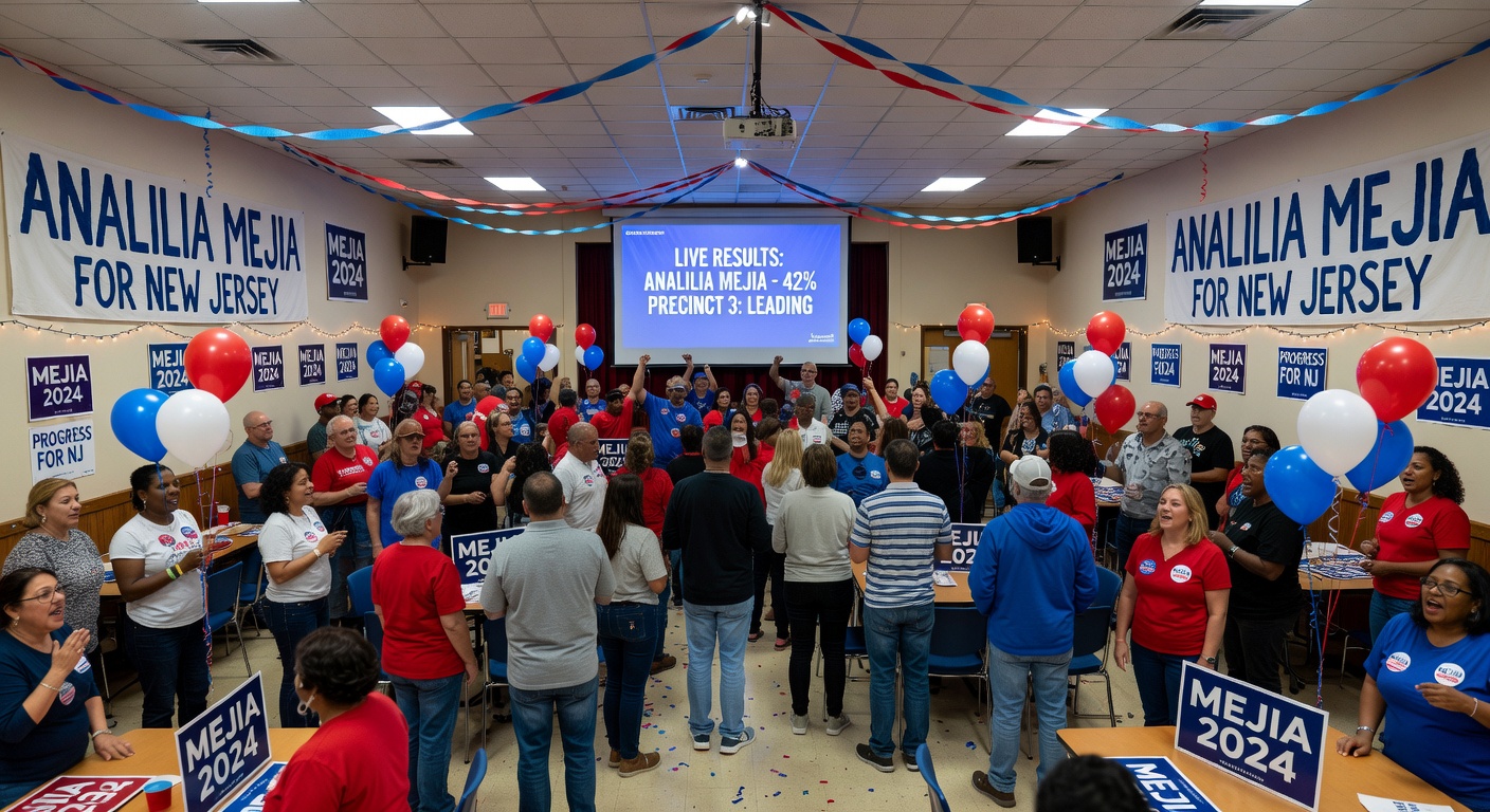 Supporters celebrate Mejia