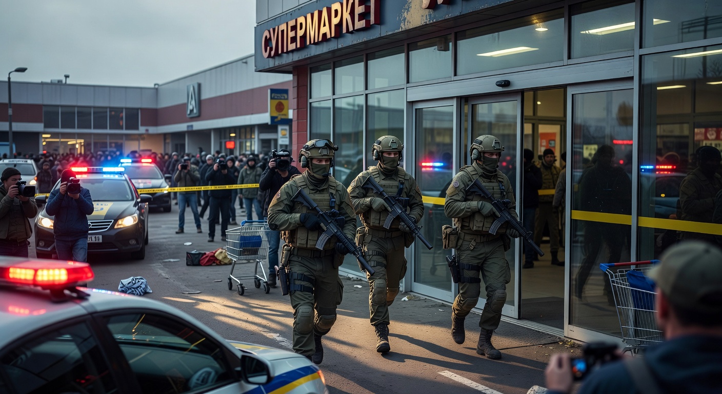 Ukrainian special forces at scene Special forces neutralized the gunman after a 40-minute hostage crisis.
