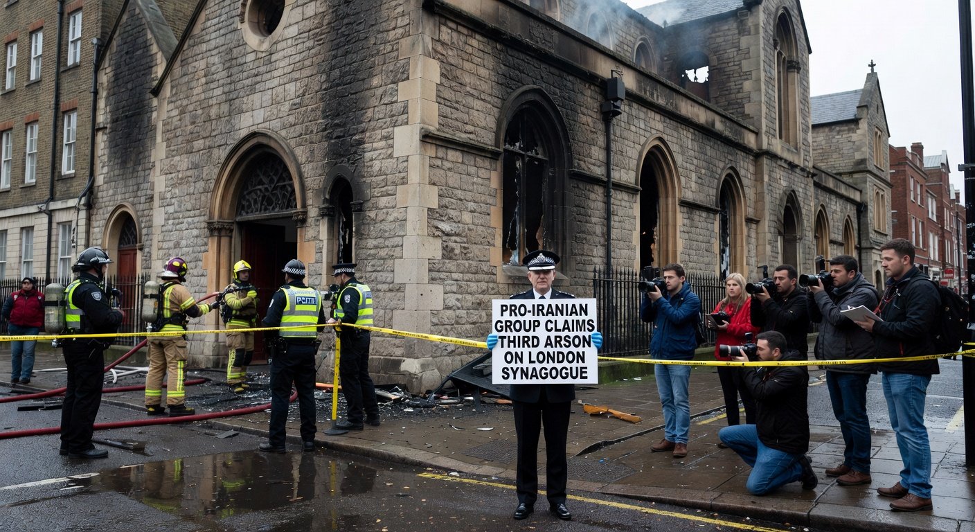AI Generated - Pro-Iranian Group Claims Third Arson on London Synagogue