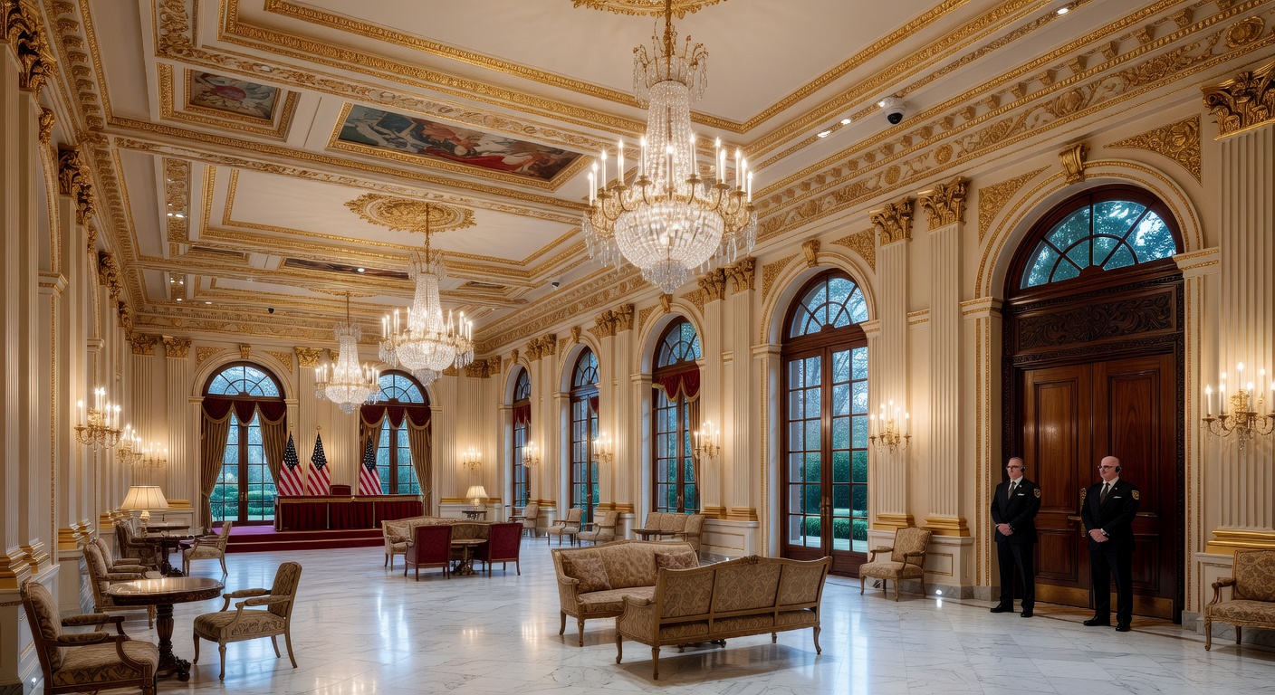 Artist A conceptual design for the 90,000-square-foot ballroom, including underground security elements.