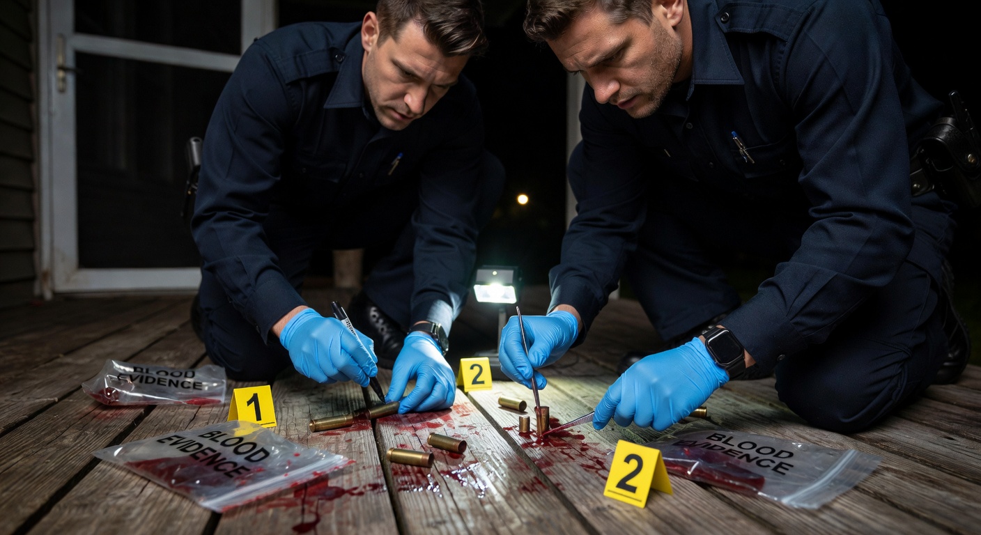 Crime scene investigation in Shreveport Evidence technicians work the domestic shooting site where 10 were shot.