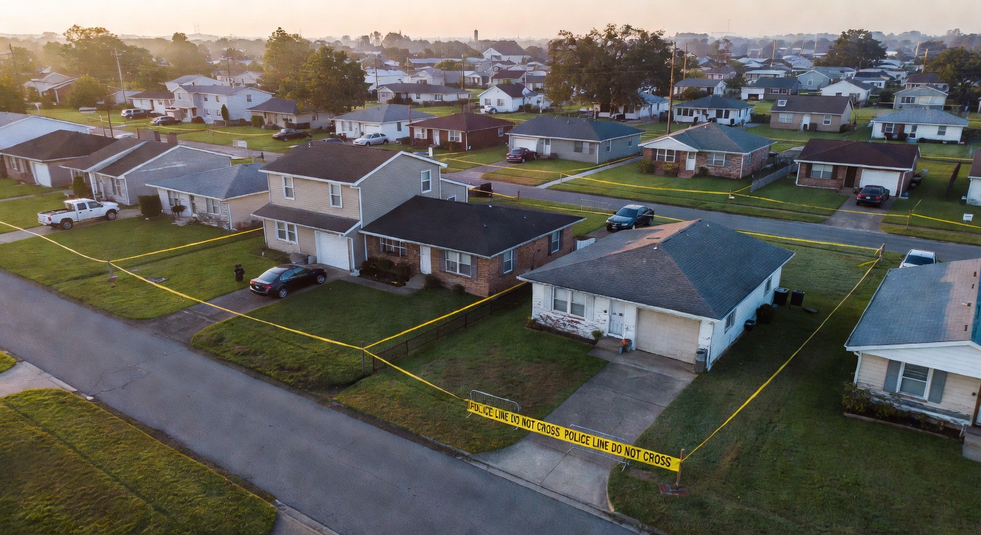 Multiple homes cordoned off as investigators process the mass shooting sites.