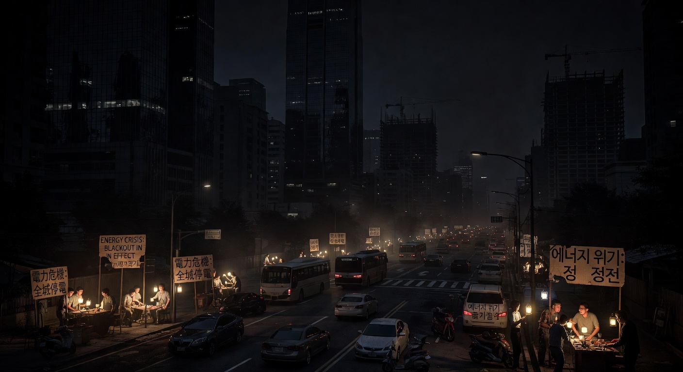 Manila blackout streets dark Power outage in Manila, Philippines, amid Iran war fuel shortages.