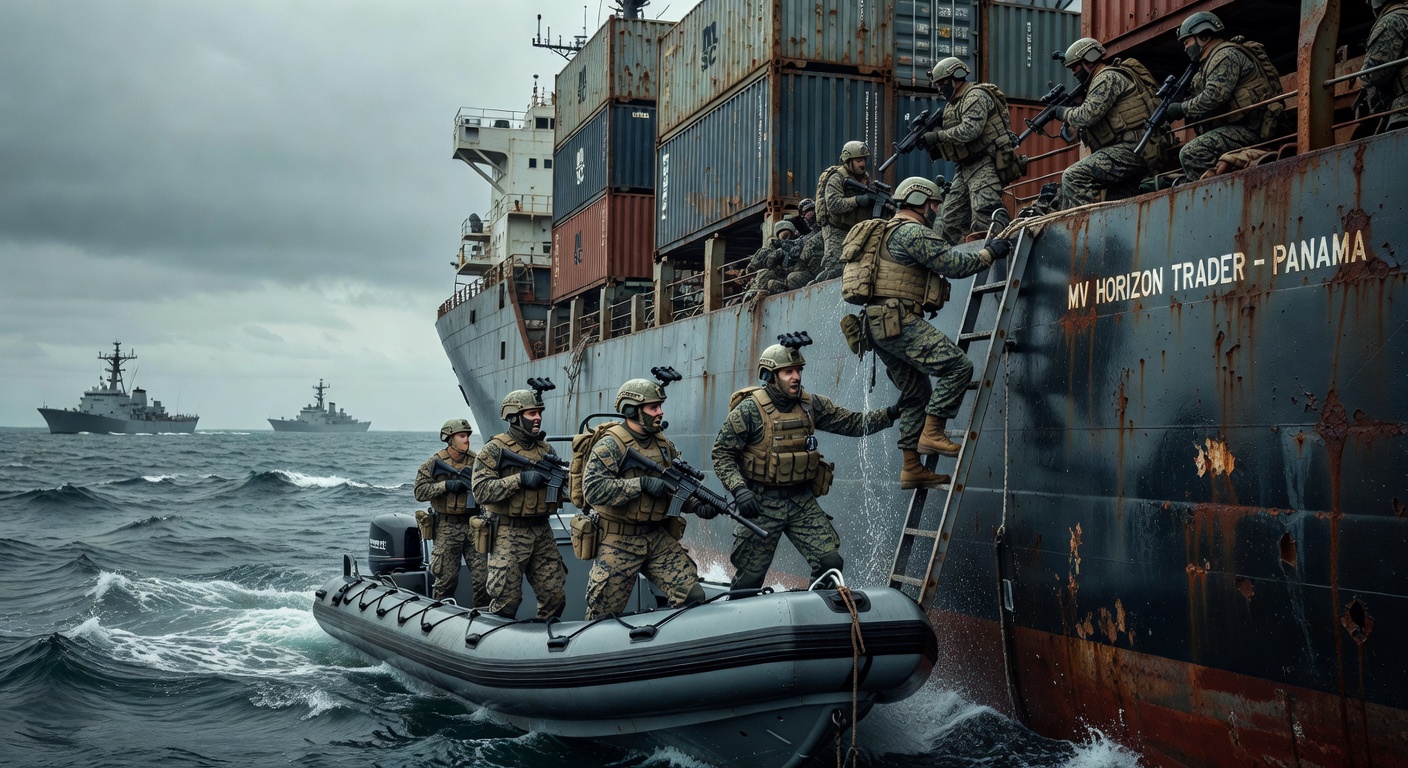 Marines inspecting Iranian cargo ship U.S. Marines secure the Touska after the Navy interception.