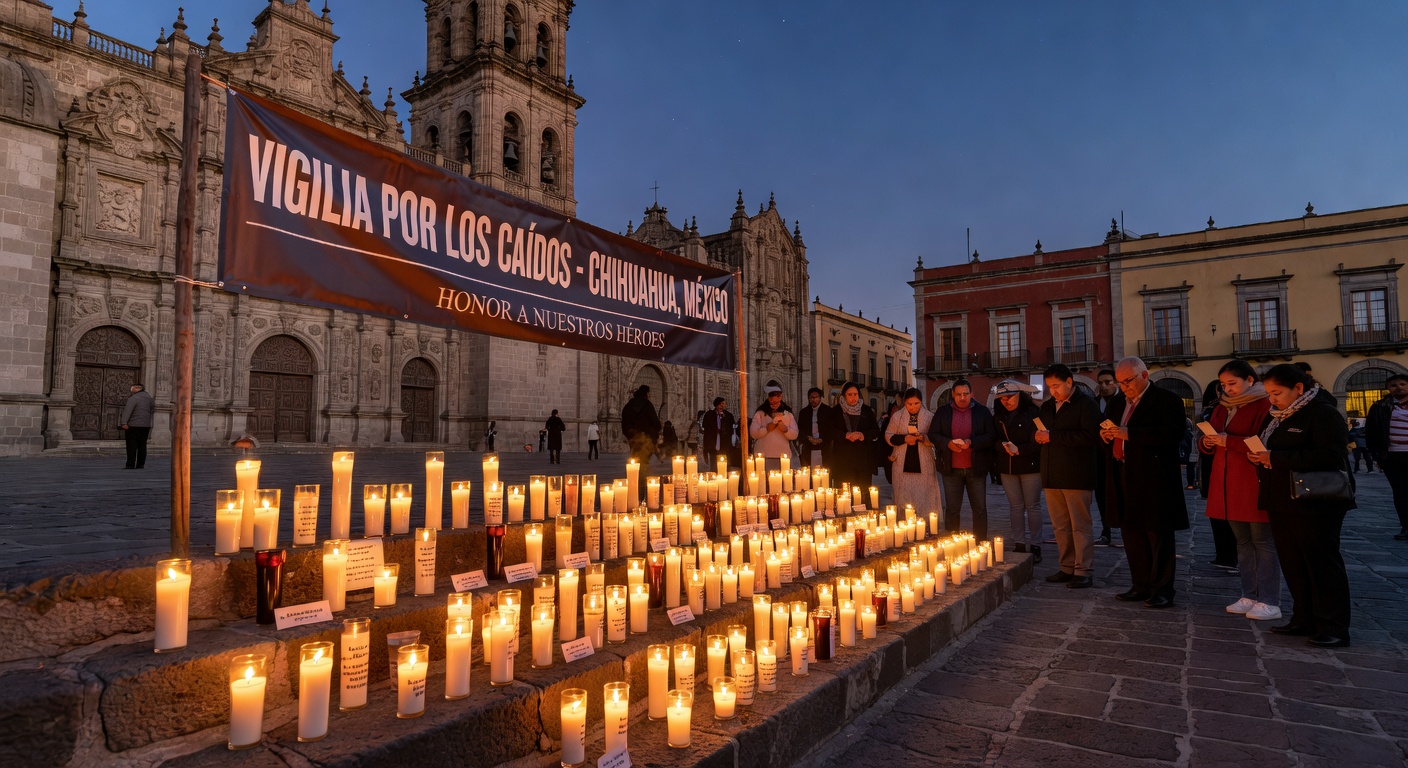 Residents light candles in memory of the four officials killed in the crash.