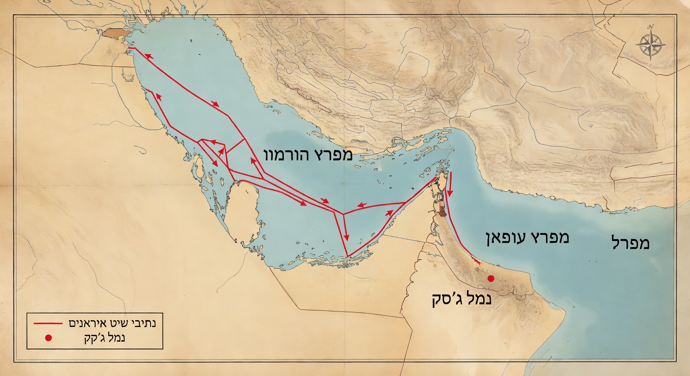 מיקומי המפתח במצור: מצר הורמוז ונמל ג