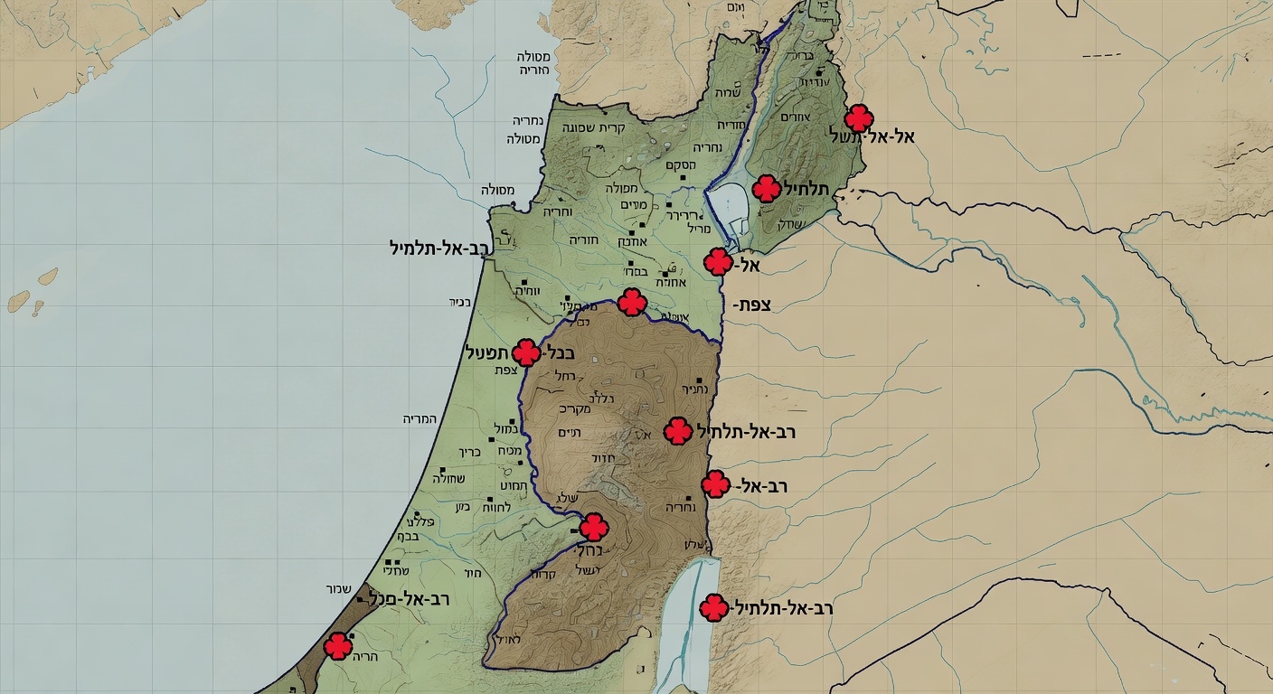 מפת אזור הירי אזורי הירי בגבול הצפון