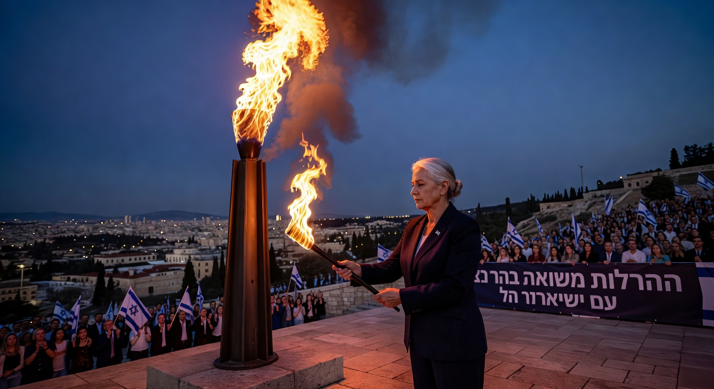 פרופ' בן-יהודה מדליקה משואה לכבוד הצוותים הרפואיים