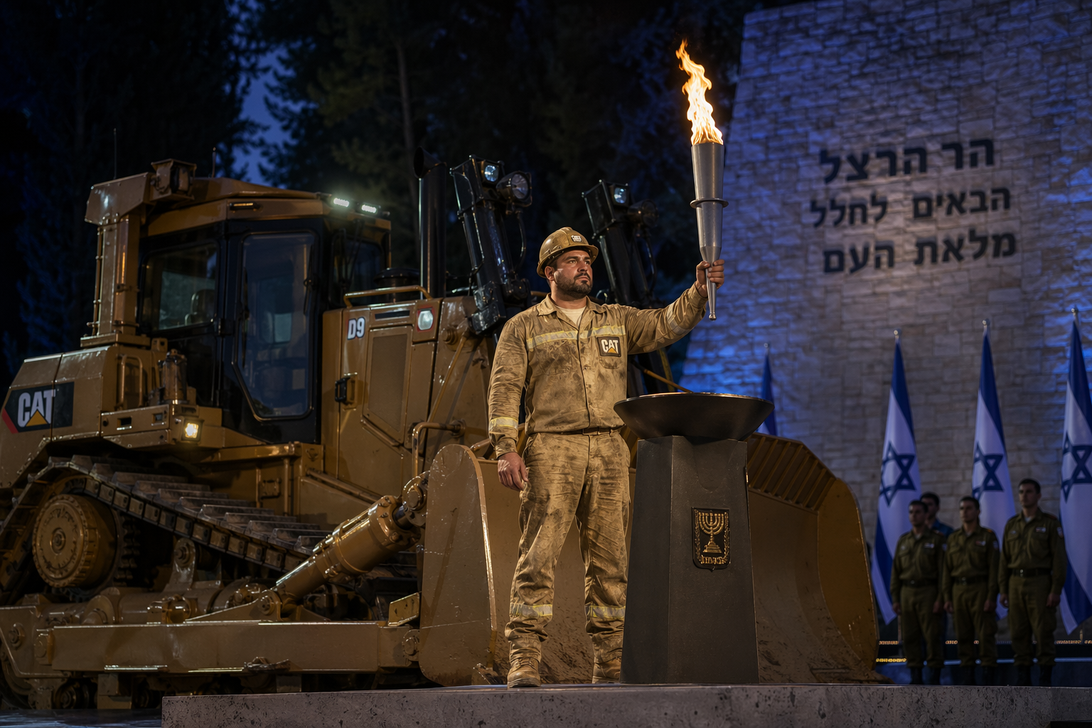 הרב אברהם זרביב משיא משואה אברהם זרביב, מפעיל D9, בטקס למרות התנערות צה"ל.