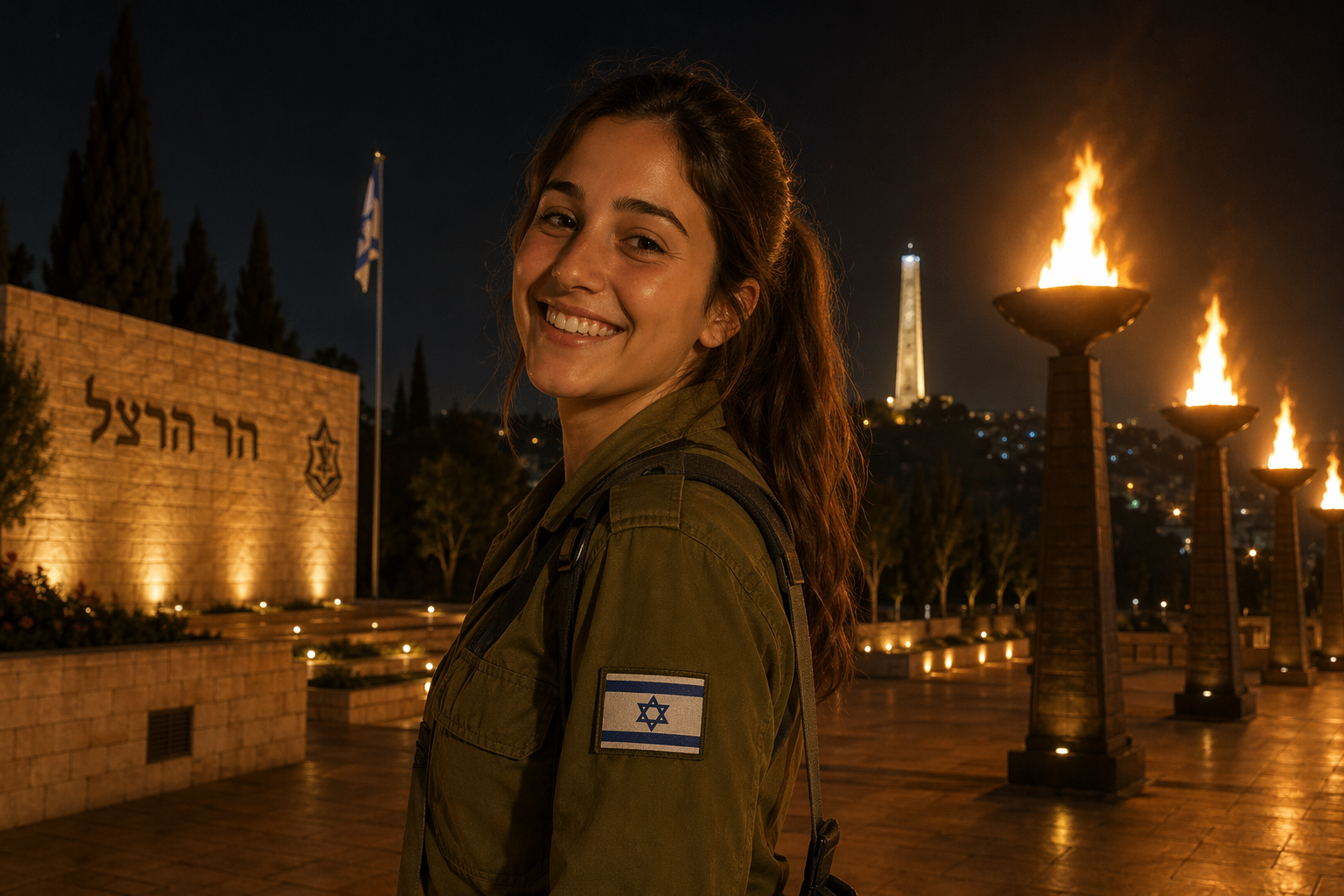 איור חיילת בטקס רגעים מהטקס שכבשו את הרשתות. איור: AI