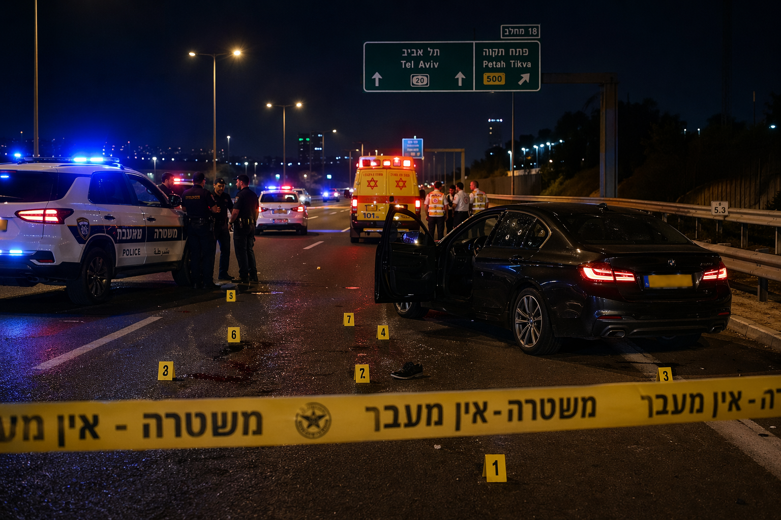 איור זירת הירי בכביש 40 שחזור אפשרי של זירת האירוע בצומת אחיסמך