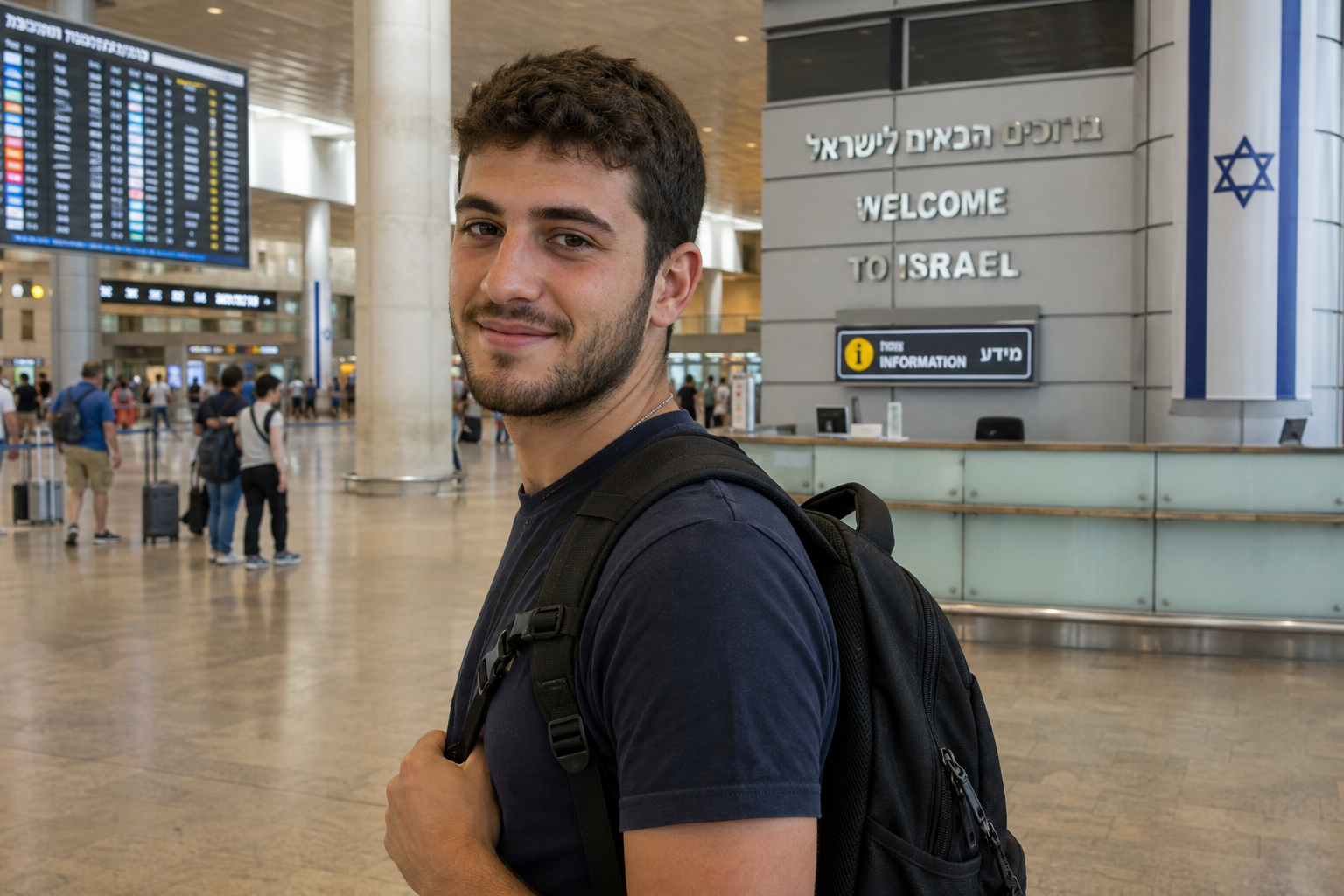 Israeli traveler at Ben-Gurion Airport reflecting on war fatigue Yair Cohen arrives back in Israel after time in Australia.