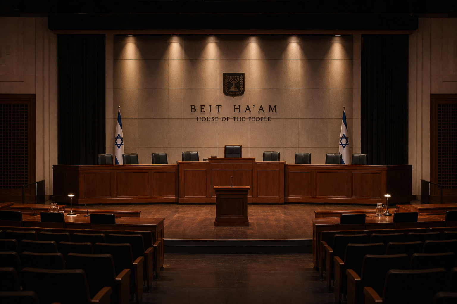 Eichmann Trial stage The Eichmann Trial unfolds on the original 1961 courtroom stage