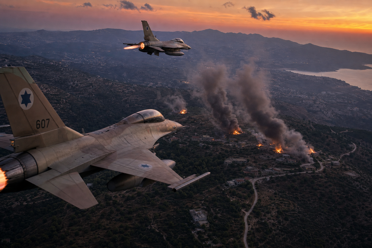 Israeli aircraft struck nearly 100 Hezbollah positions on May 13, 2026.