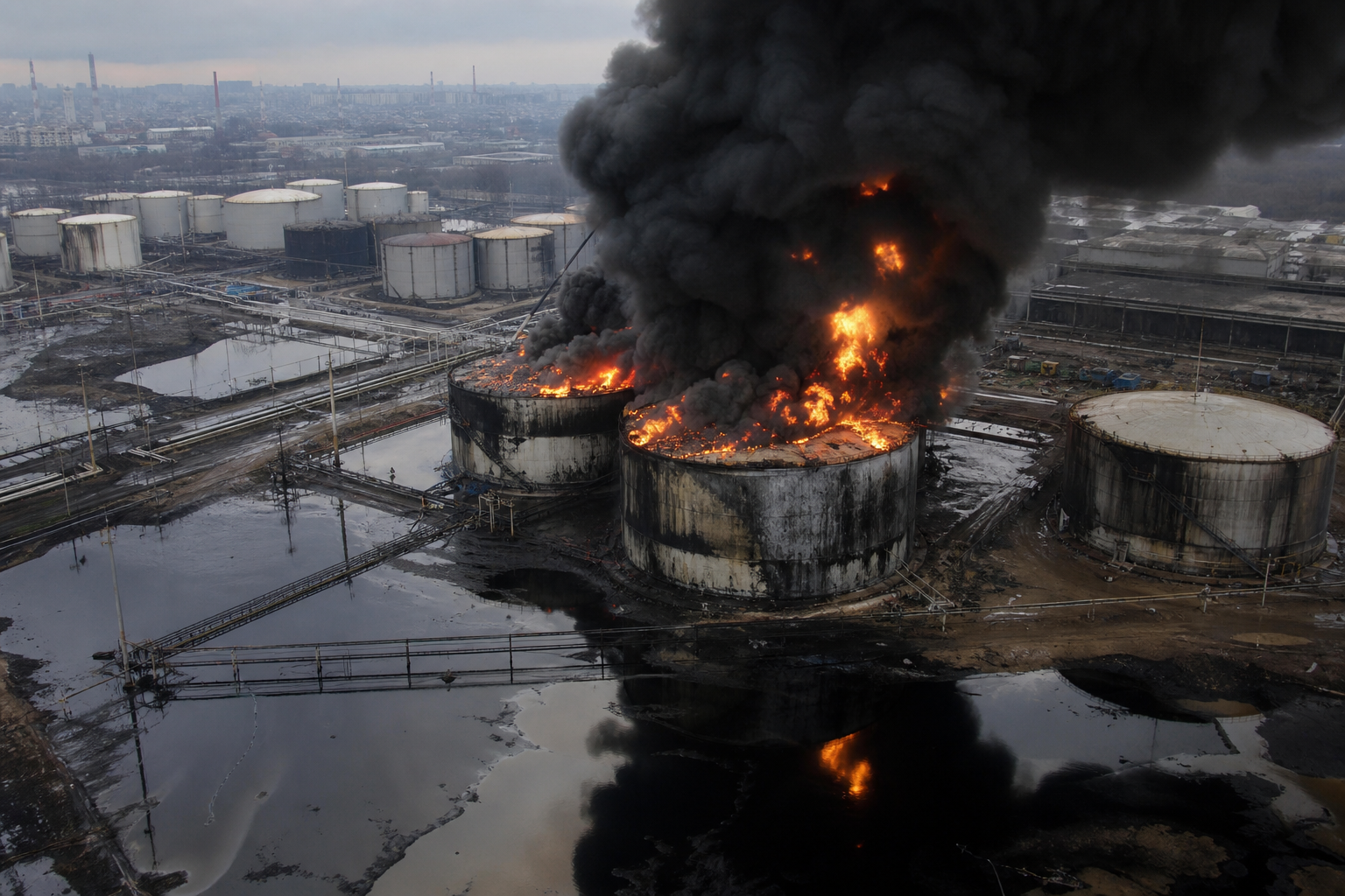 AI Generated - Ukraine Strikes on Russian Oil Sites Trigger Spill Disaster