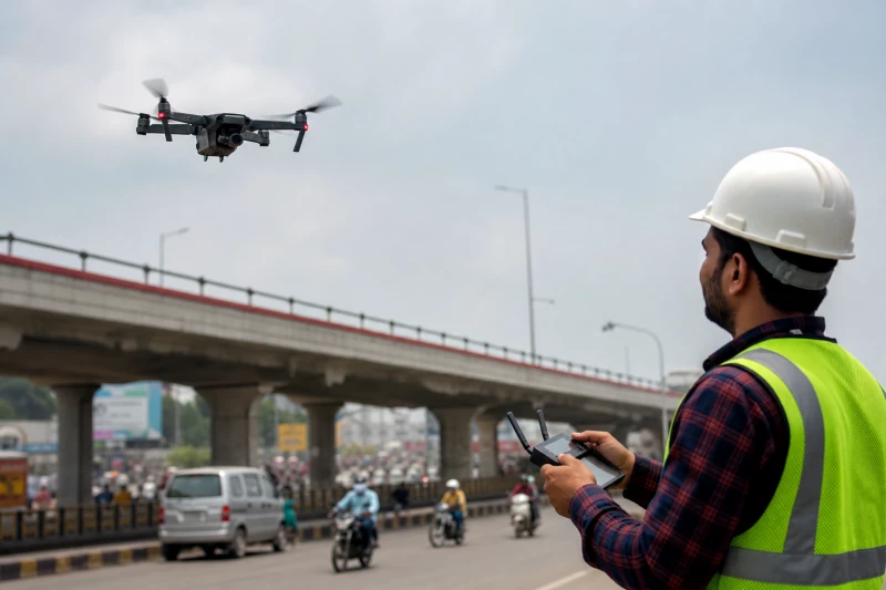 Drone Survey Begins for Etmadpur Flyover in Agra